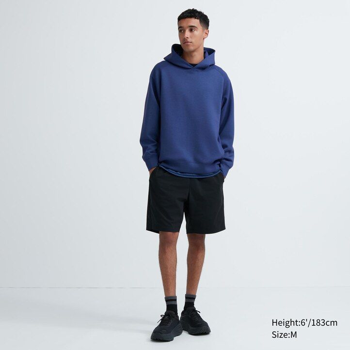 grey mens uniqlo dry sweat stretch pullover hoodie
