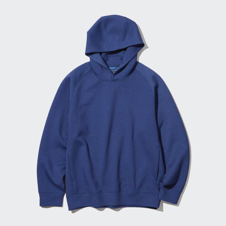 grey mens uniqlo dry sweat stretch pullover hoodie