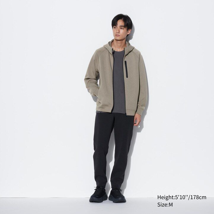 light grey uniqlo dry stretch zipped mens hoodie
