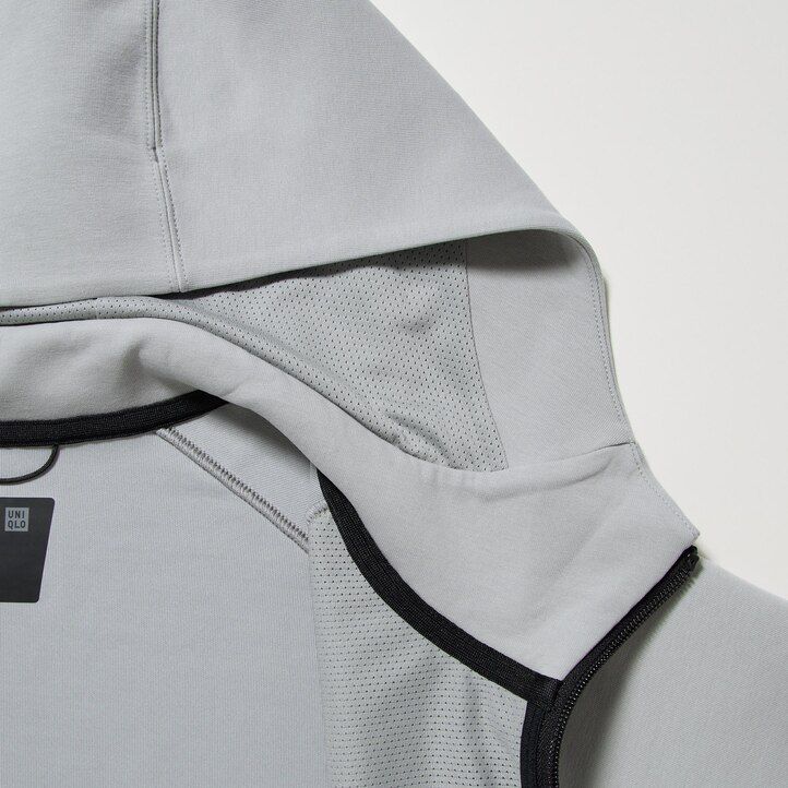 light grey uniqlo dry stretch zipped mens hoodie