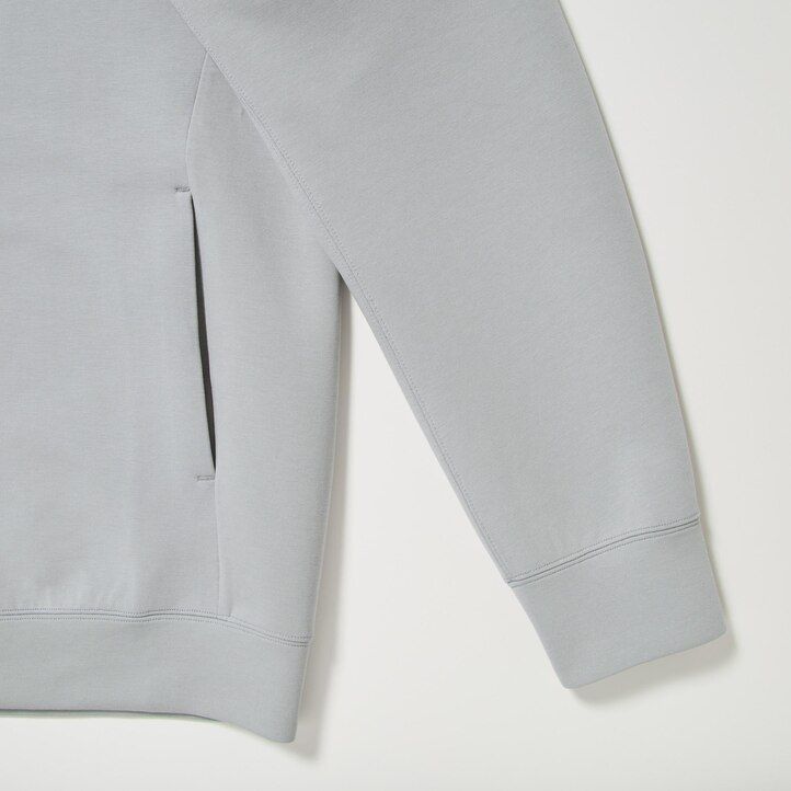 light grey uniqlo dry stretch zipped mens hoodie