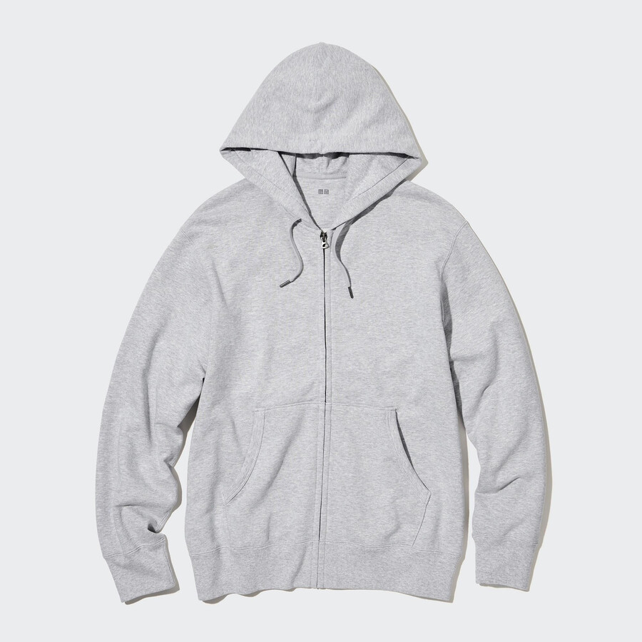 mens uniqlo sweat zipped hoodie grey