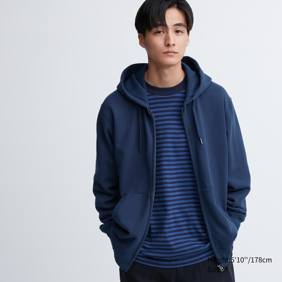 uniqlo sweat zipped mens hoodie blue