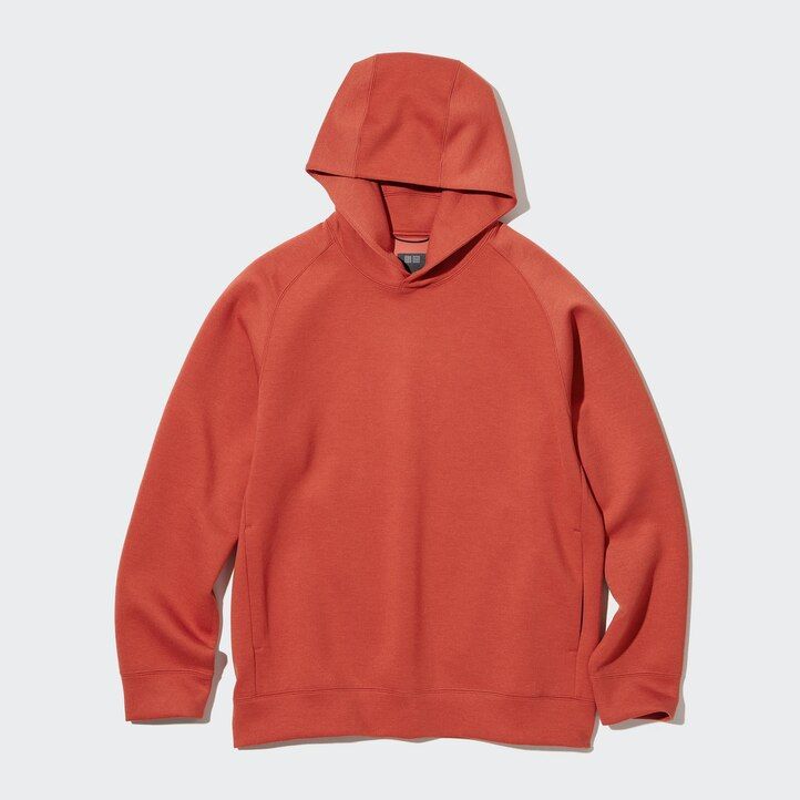 blue mens uniqlo dry stretch hoodie