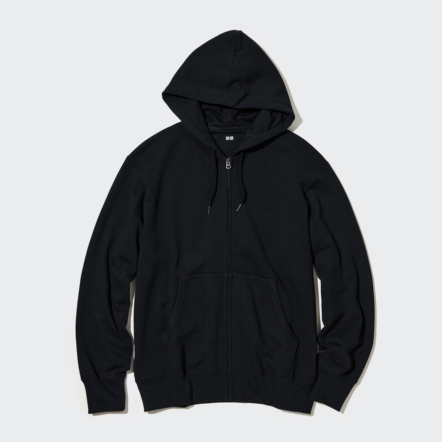 black mens uniqlo sweat zipped hoodie