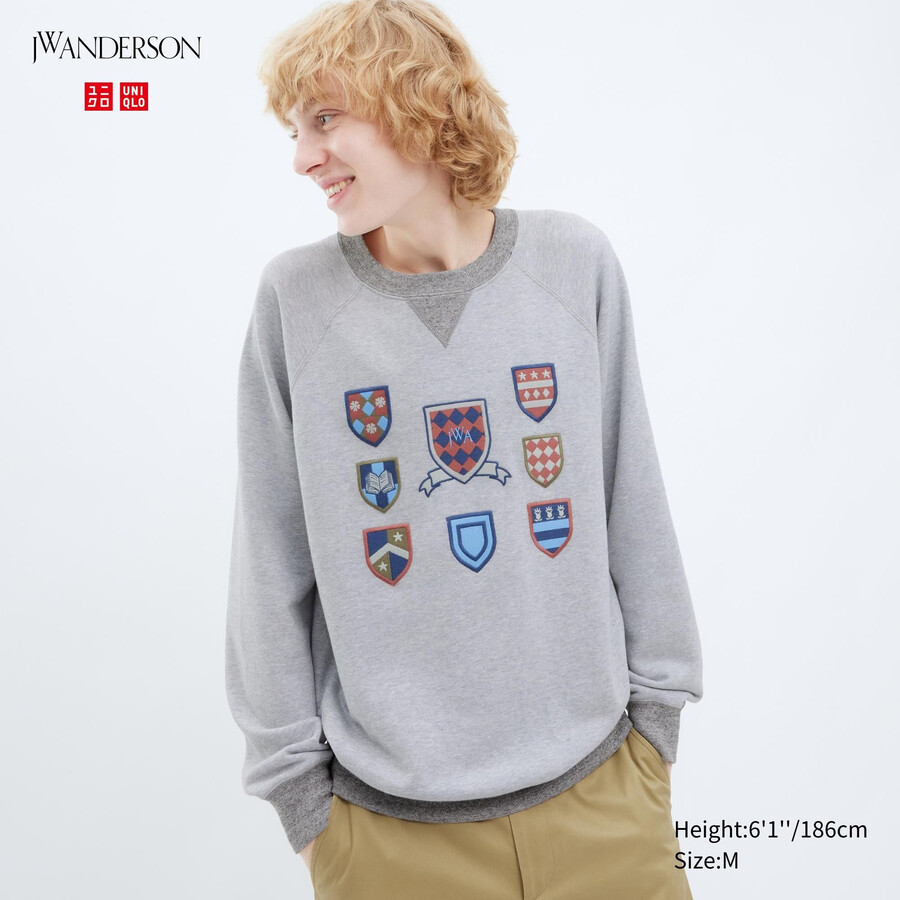 uniqlo college sweatshirt mens hoodie grey