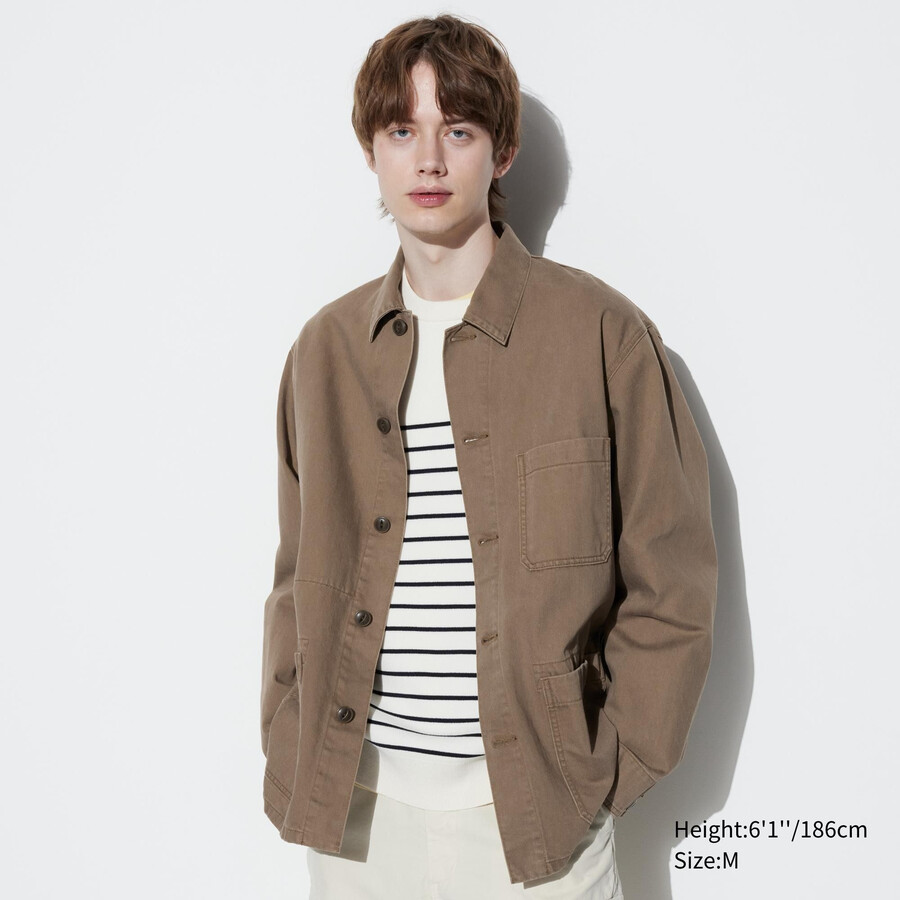 mens uniqlo utility jackets brown