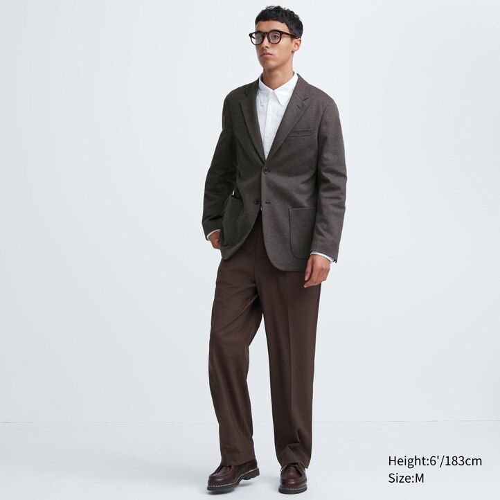 mens uniqlo comfort patterned jackets dark brown