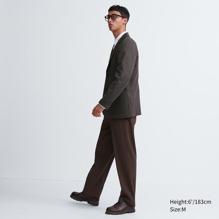mens uniqlo comfort patterned jackets dark brown