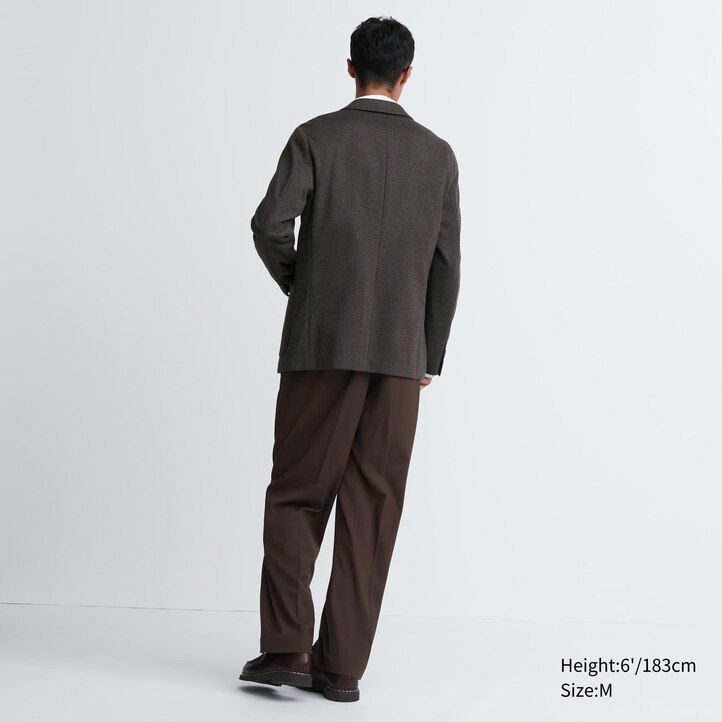 mens uniqlo comfort patterned jackets dark brown