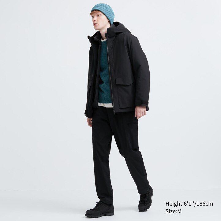 mens uniqlo hybrid down 3d cut jackets dark grey