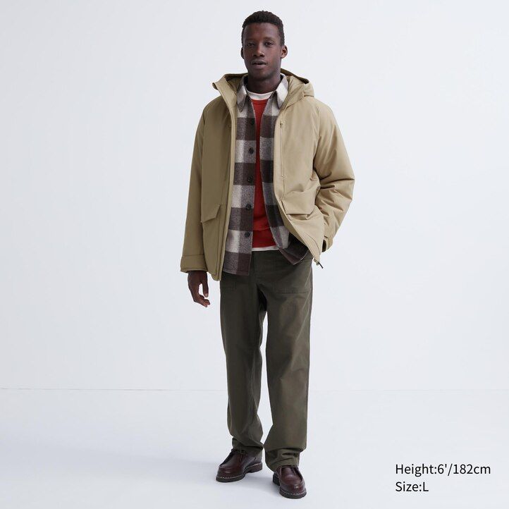 mens uniqlo hybrid down 3d cut jackets dark grey
