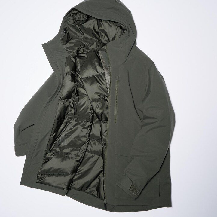 mens uniqlo hybrid down 3d cut jackets dark grey