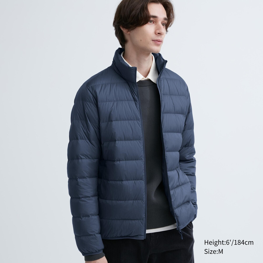 blue mens uniqlo ultra light down 3d cut quilted jackets free shipping