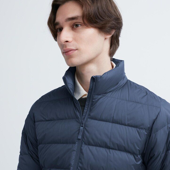 blue mens uniqlo ultra light down 3d cut quilted jackets free shipping