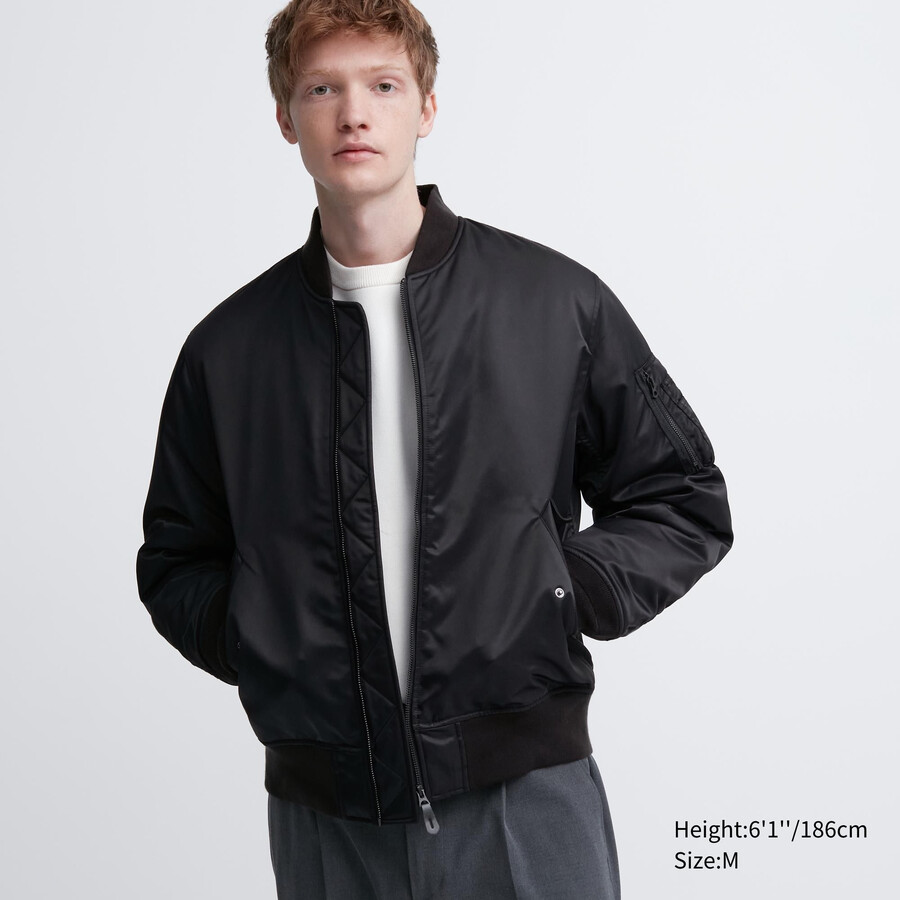 black mens uniqlo ma 1 blouson jackets