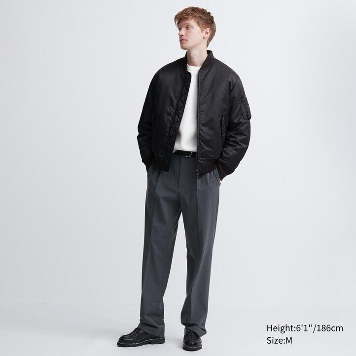 black mens uniqlo ma 1 blouson jackets