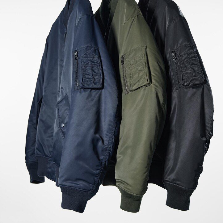 black mens uniqlo ma 1 blouson jackets