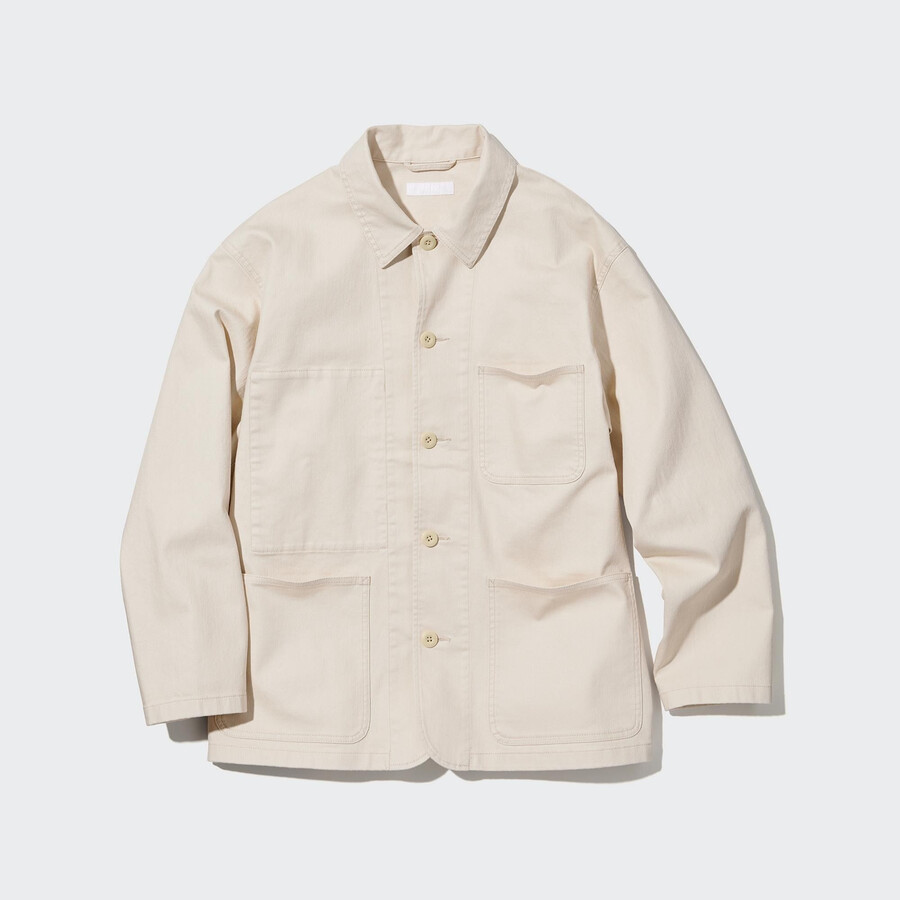 white mens uniqlo denim utility jackets