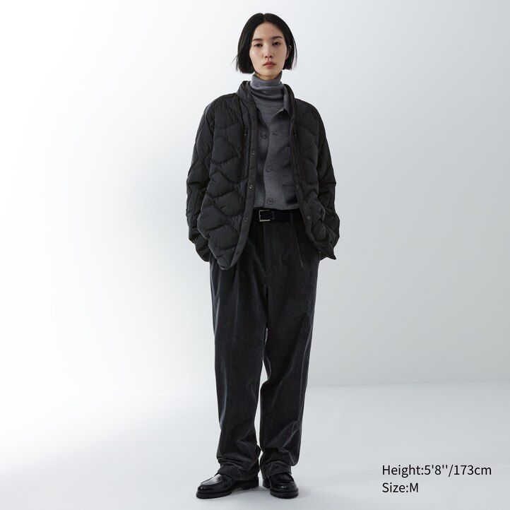 black mens uniqlo recycled hybrid down jackets