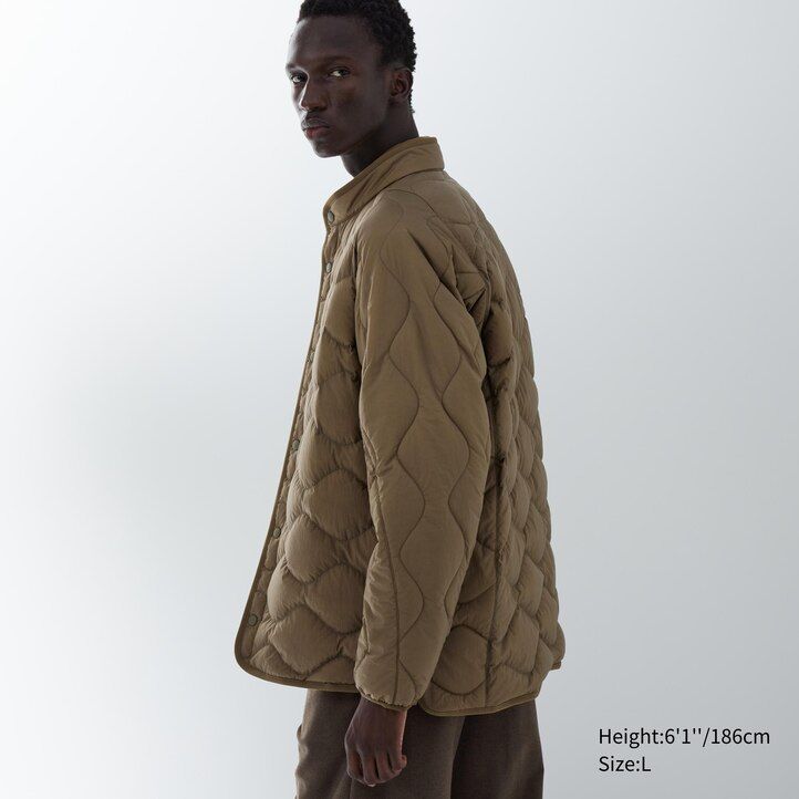 black mens uniqlo recycled hybrid down jackets