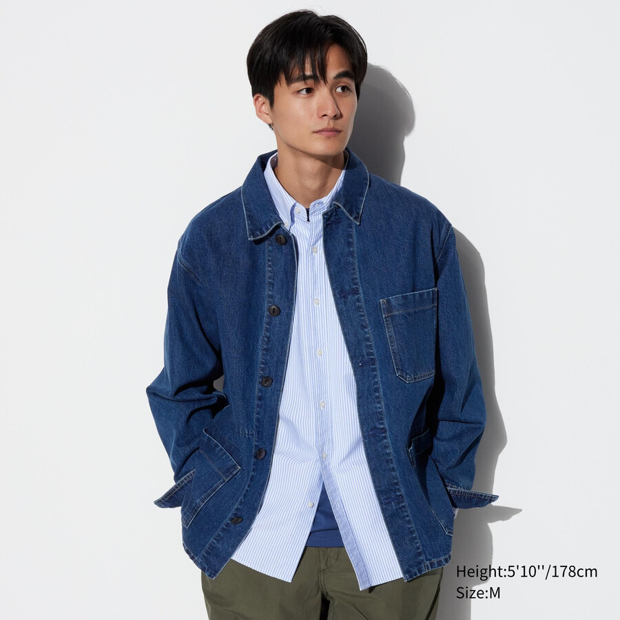 mens uniqlo denim utility jackets blue