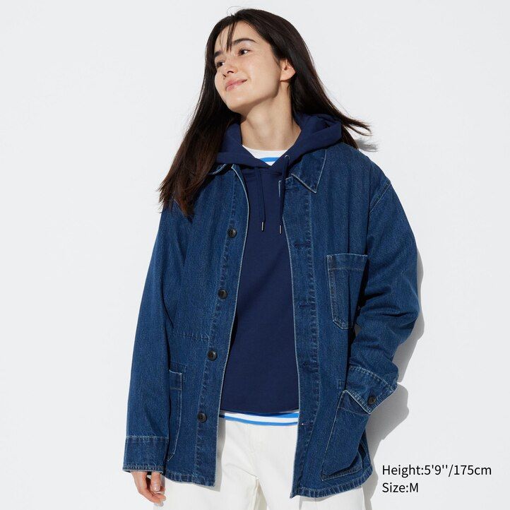 mens uniqlo denim utility jackets blue