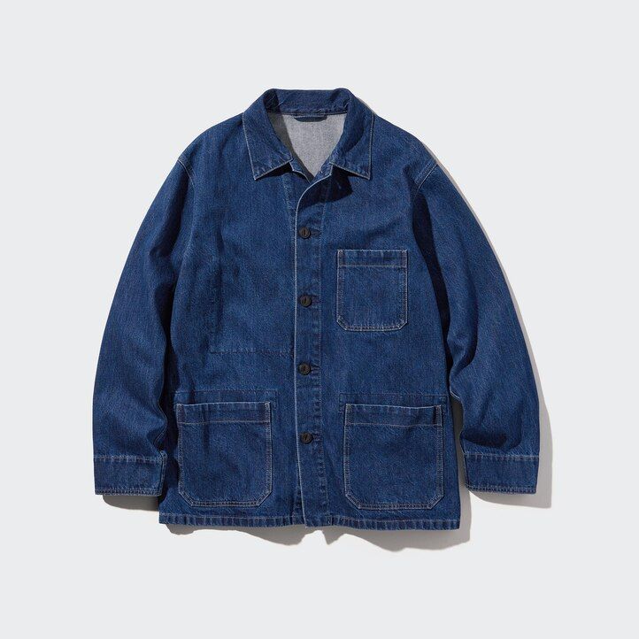 mens uniqlo denim utility jackets blue