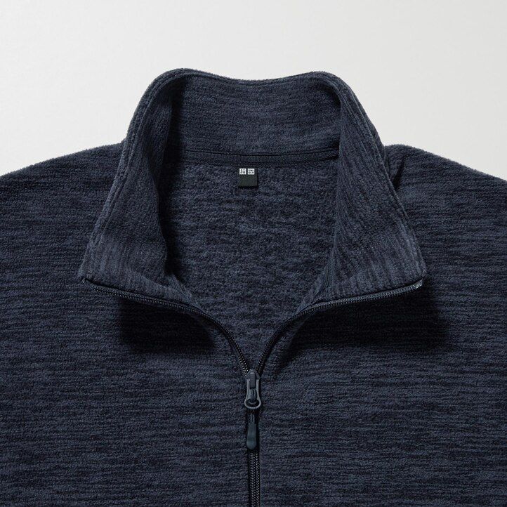 white mens uniqlo fleece heather zipped jackets