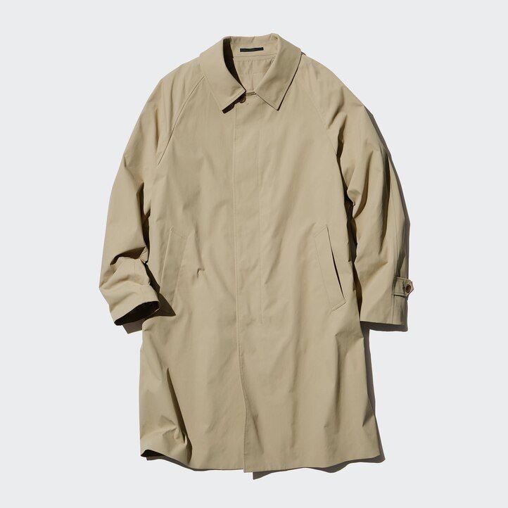 beige uniqlo two way single breasted mens jackets