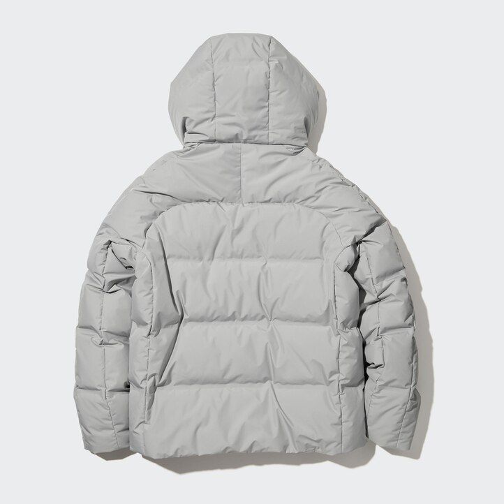 light grey mens uniqlo seamless down 3d cut jackets