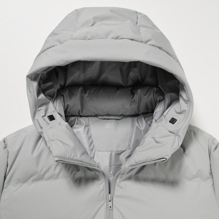 light grey mens uniqlo seamless down 3d cut jackets
