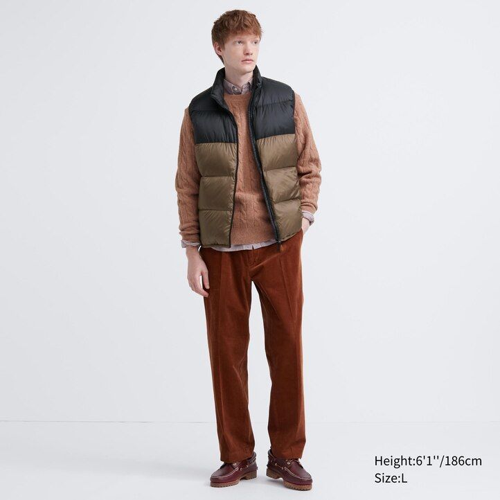 olive mens uniqlo ultra light down colour block jackets