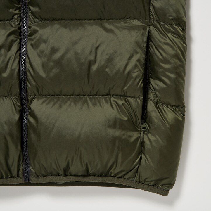 olive mens uniqlo ultra light down colour block jackets
