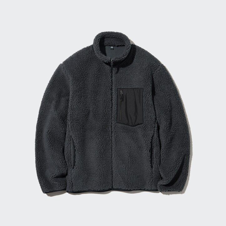 dark grey mens uniqlo windproof outer fleece jackets