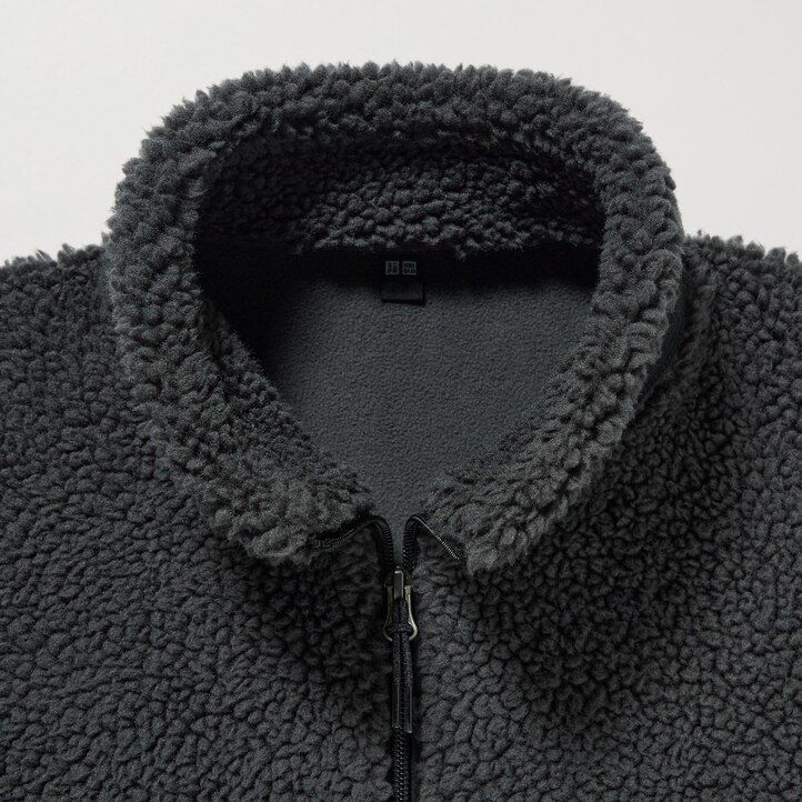 dark grey mens uniqlo windproof outer fleece jackets