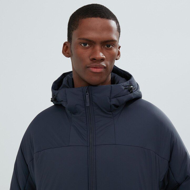 black mens uniqlo light warm padded jackets