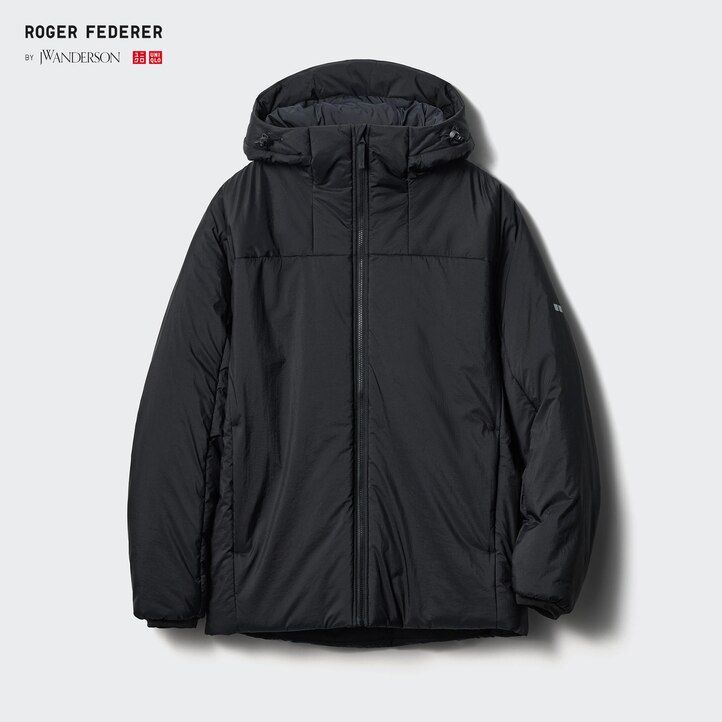 black mens uniqlo light warm padded jackets