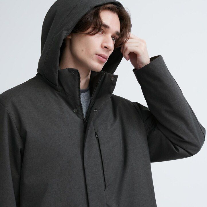 dark grey mens uniqlo hybrid down jackets