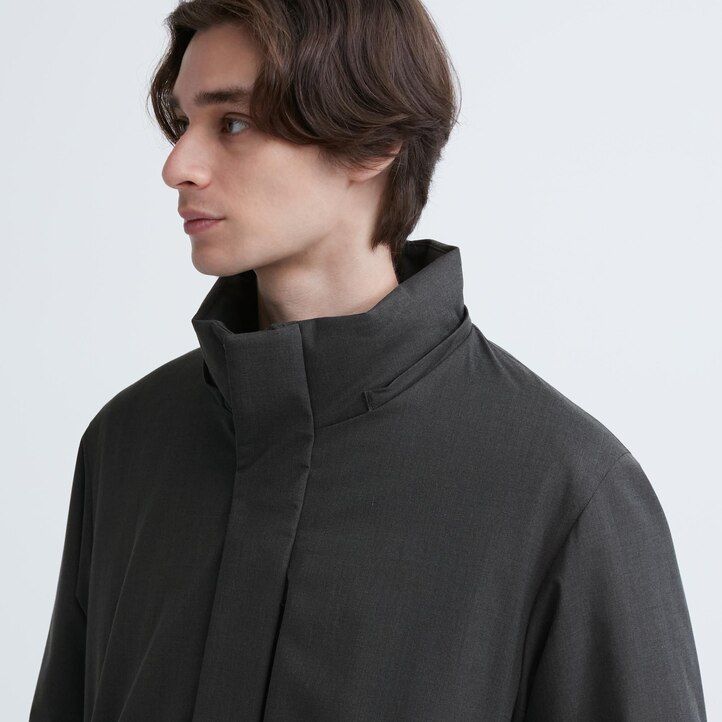 dark grey mens uniqlo hybrid down jackets