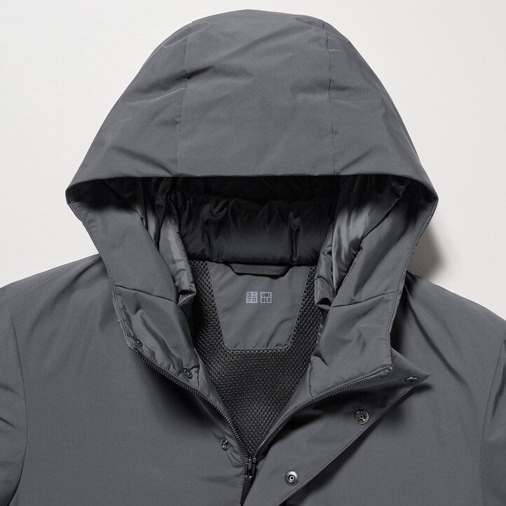 mens uniqlo hybrid down jackets black