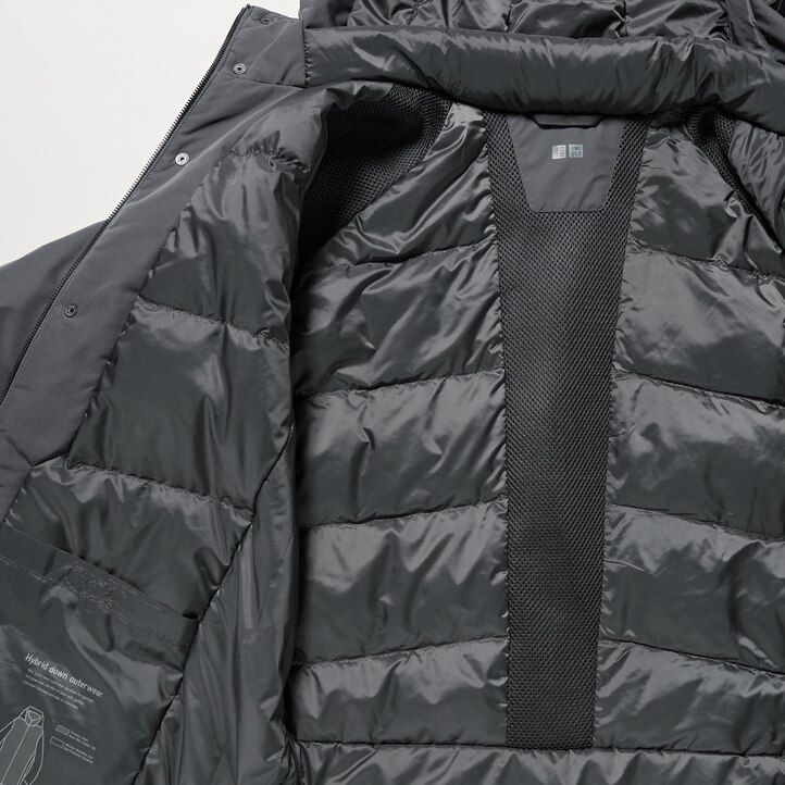 mens uniqlo hybrid down jackets black
