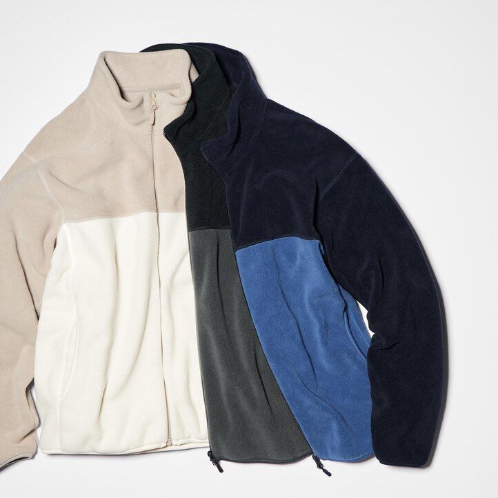 uniqlo fleece zipped mens jackets grey