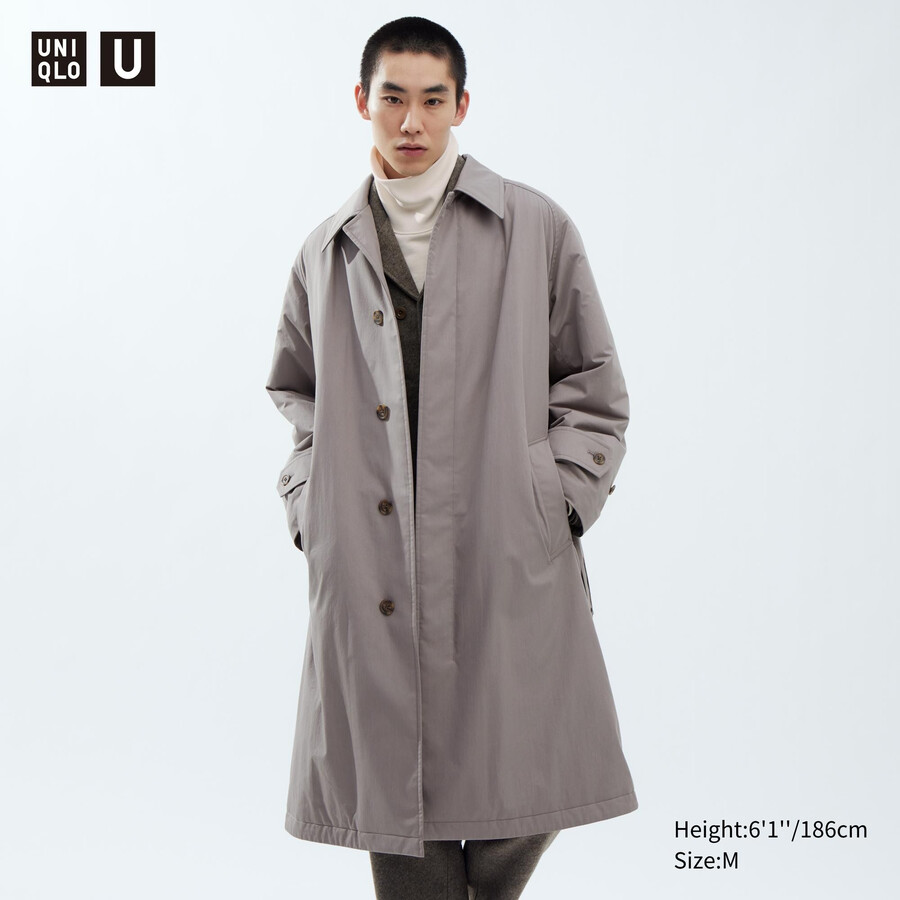 grey uniqlo padded single breasted mens jackets