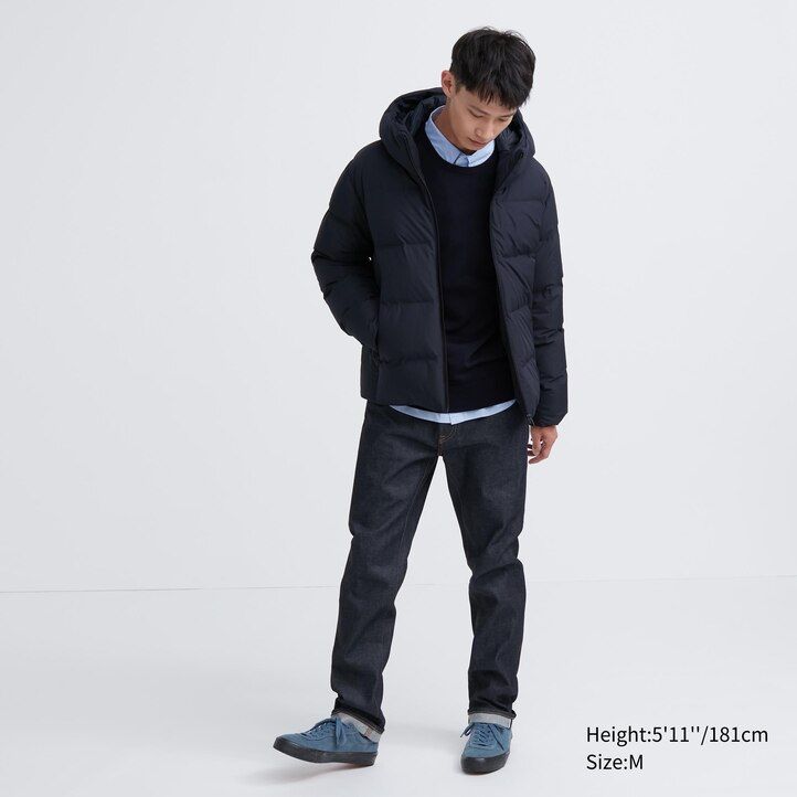 light grey mens uniqlo seamless down 3d cut jackets