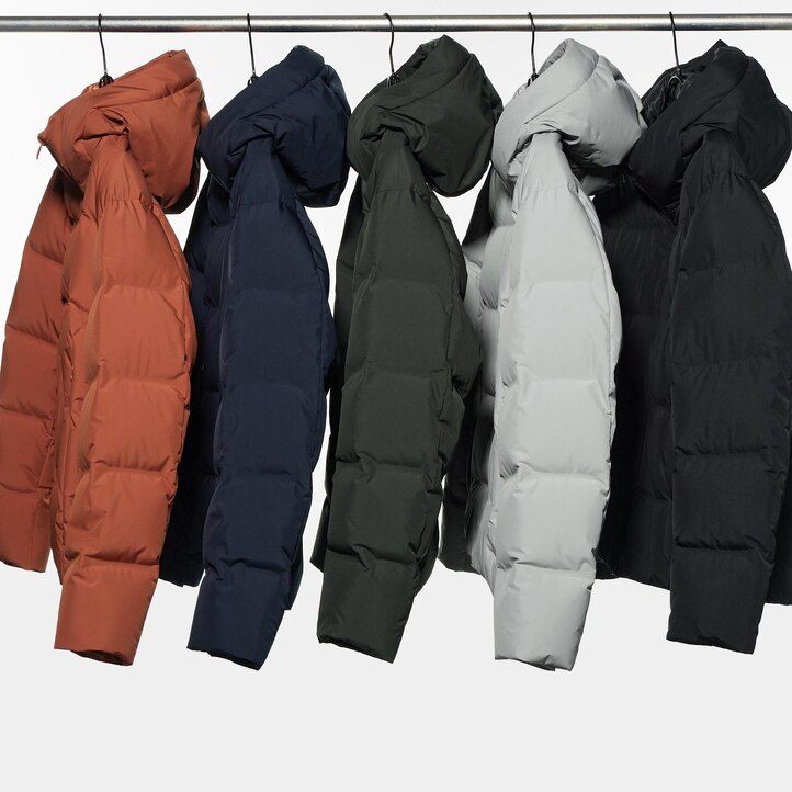 light grey mens uniqlo seamless down 3d cut jackets