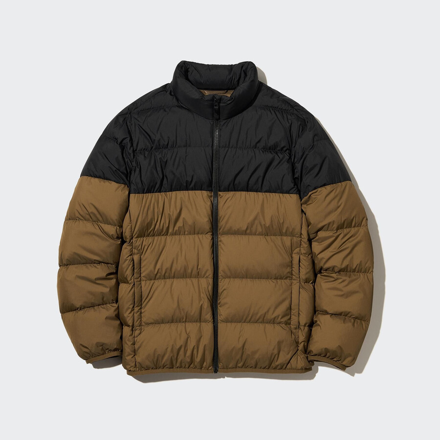 brown mens uniqlo ultra light down 3d cut jackets