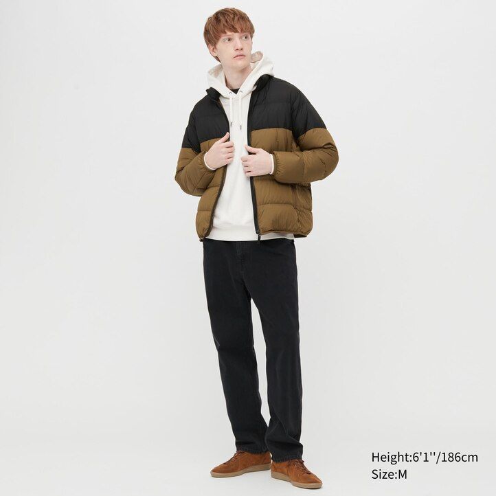 brown mens uniqlo ultra light down 3d cut jackets