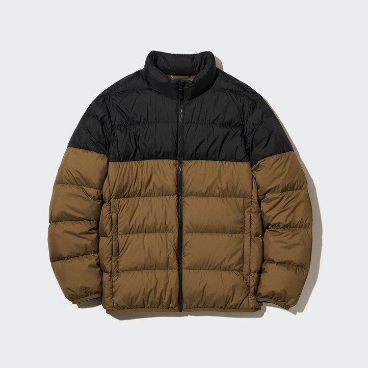 brown mens uniqlo ultra light down 3d cut jackets