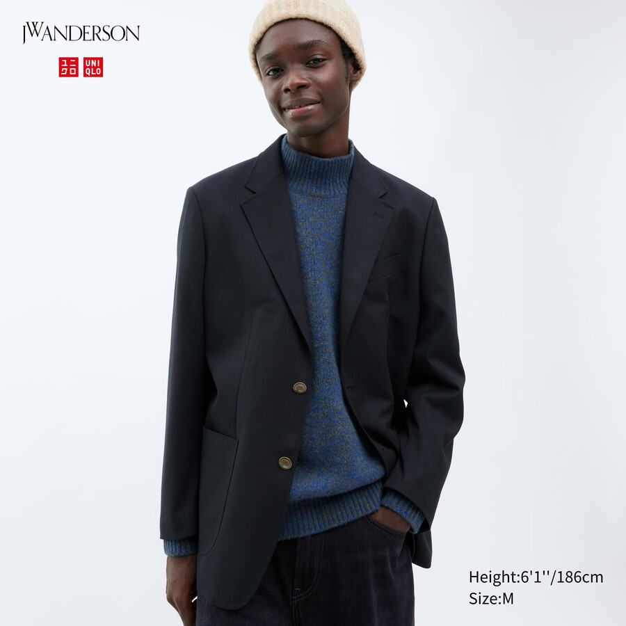 mens uniqlo tailored jackets navy